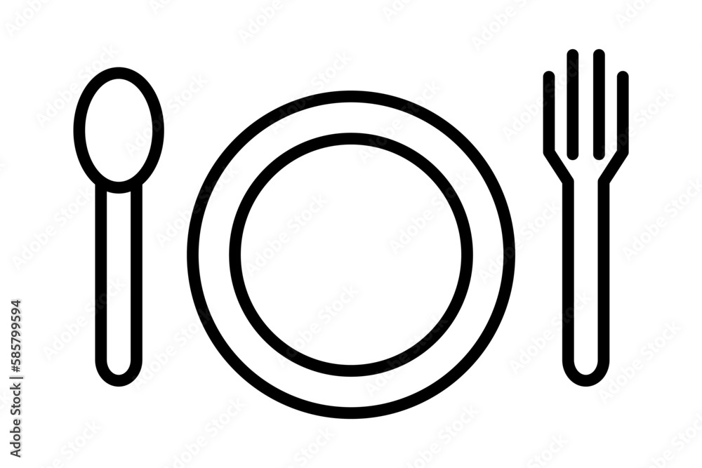 Restaurant tableware icon. Spoon, plate and fork. Vector. Restaurant tableware icon. Spoon, plate and fork. Vector.