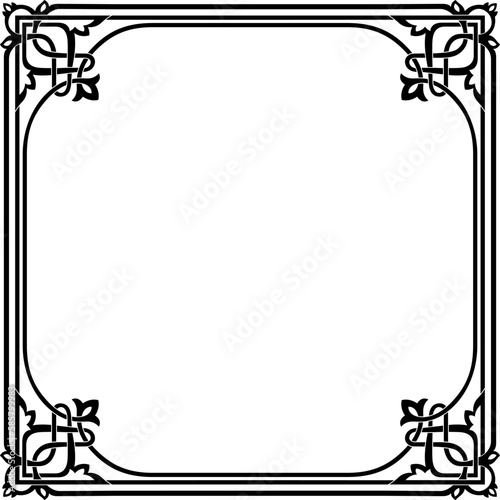 Decorative square black framework. Interlaced lines. Celtic style.