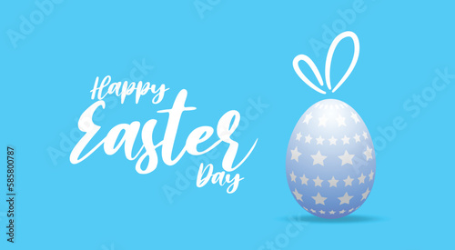 Happy Easter hand lettering with with Easter eggs, paper art style, Vector illustration © ppdesign