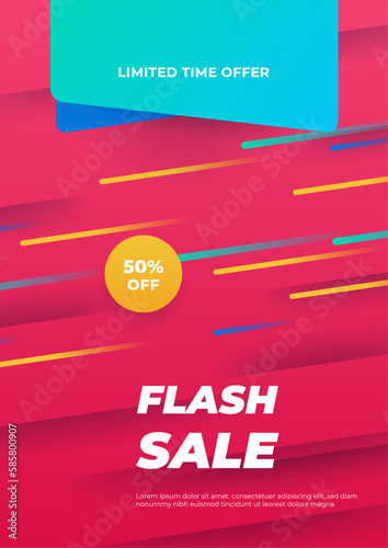 Flash Sale banner template design.Vector illustration.