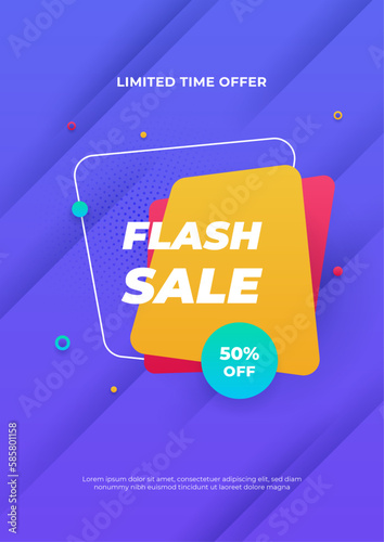 Flash Sale, discount poster design template, special offer, spend up and save more, promotion banner