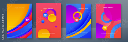 Flash sale discount banner design template on colorful background. for promotion social media post and web internet ads. Vector illustration