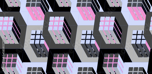 abstract 3d buildings map seamless pattern tile silver pink