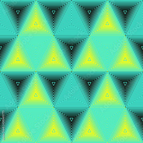 graphic geometric linear triangles seamless pattern turquoise black
