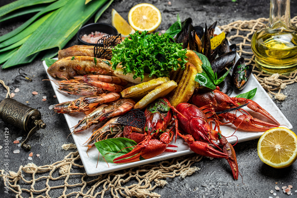 A plate full of cooked crayfish, Traditional Swedish cuisine, Restaurant menu, dieting, cookbook recipe A plate full of cooked crayfish, Traditional Swedish cuisine, Restaurant menu, dieting, cookbook recipe