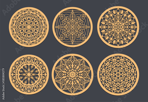 The Perfect Wedding Favor Laser Cut Coasters for Your Guests, Vector set of mandalas. Decorative round ornaments.