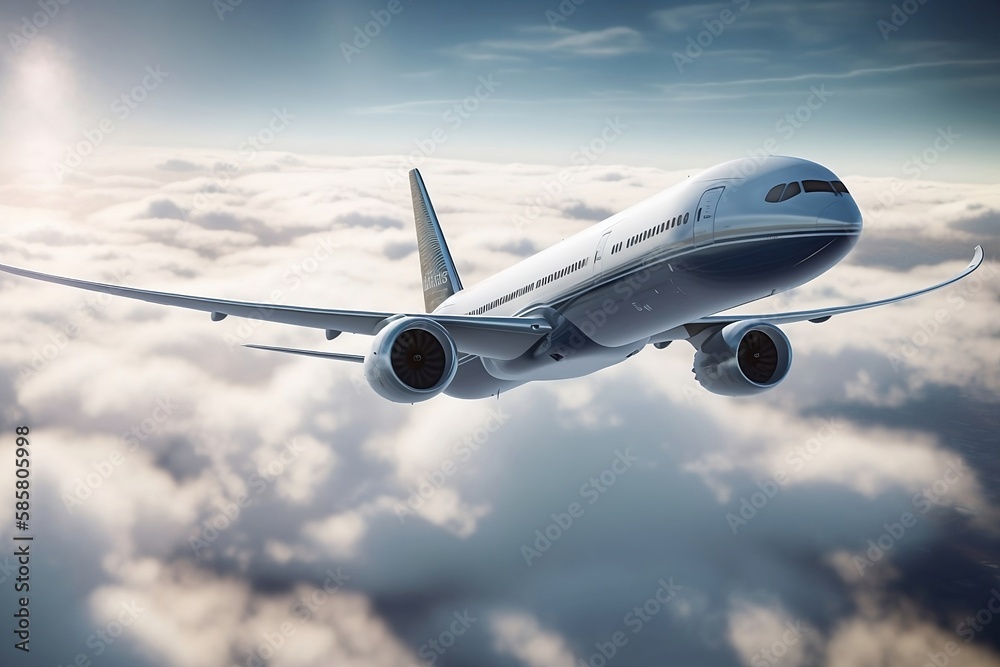 Airplane Transportation: Flying Above the Clouds. High in the Sky Airplane Transportation: Flying Above the Clouds. High in the Sky