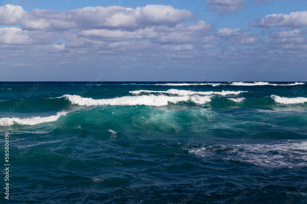 Powerful waves in Atlantic ocean.