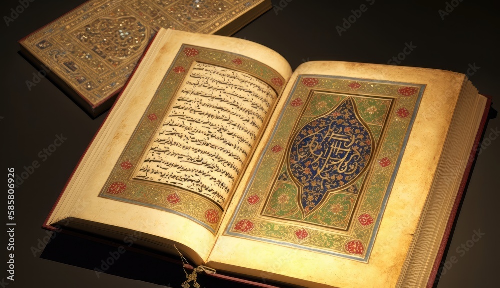 Obraz premium Islamic manuscripts are a treasure trove of information about Islamic art, literature, and civilization. Generated by AI.