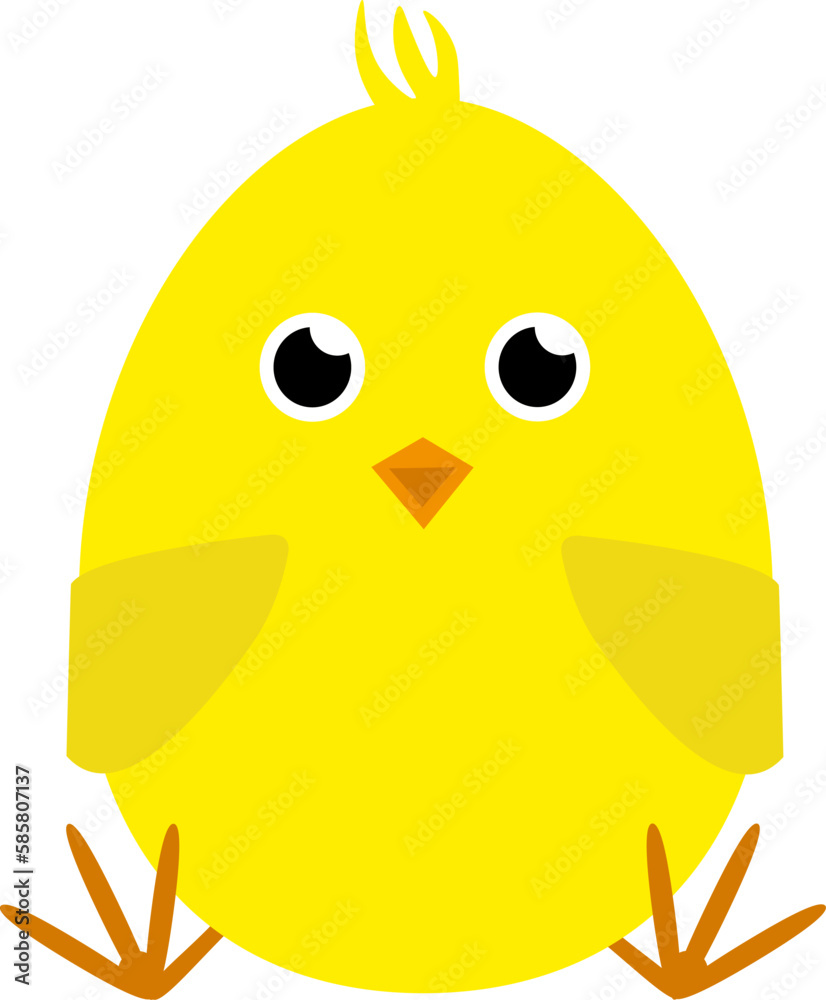 Vector illustration of little yellow chick character in cartoon style