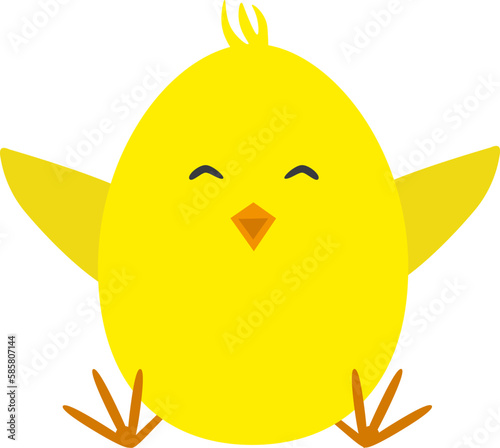 Vector illustration of little yellow chick character in cartoon style