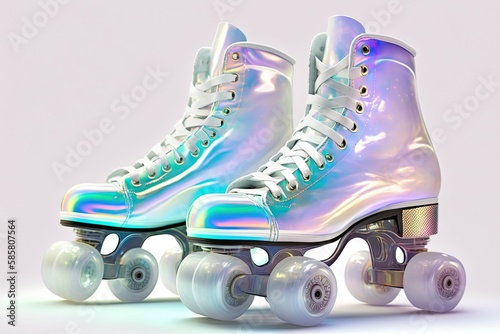futuristic, holographic roller skates photo