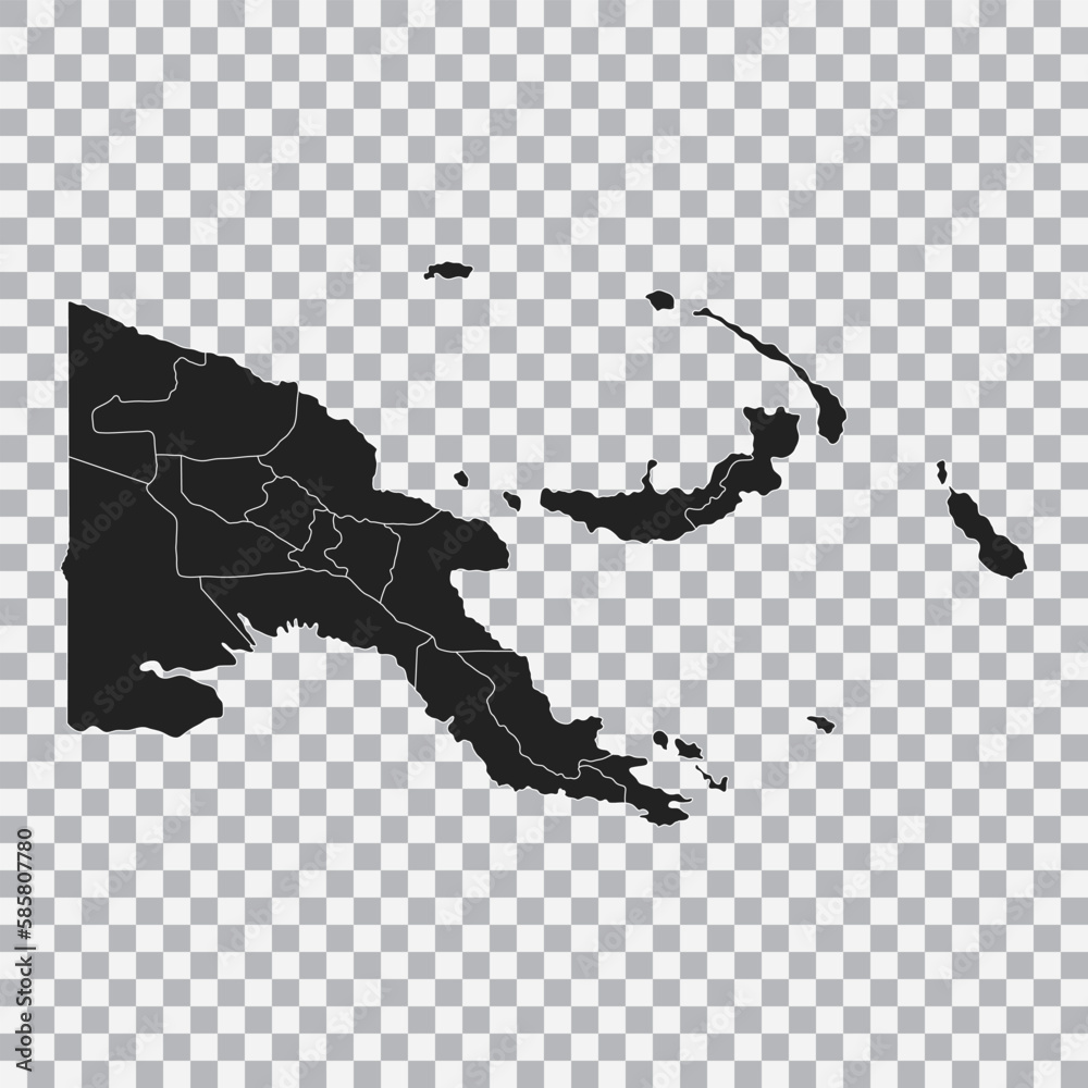 Political map of the Papua New Guinea isolated on transparent ...