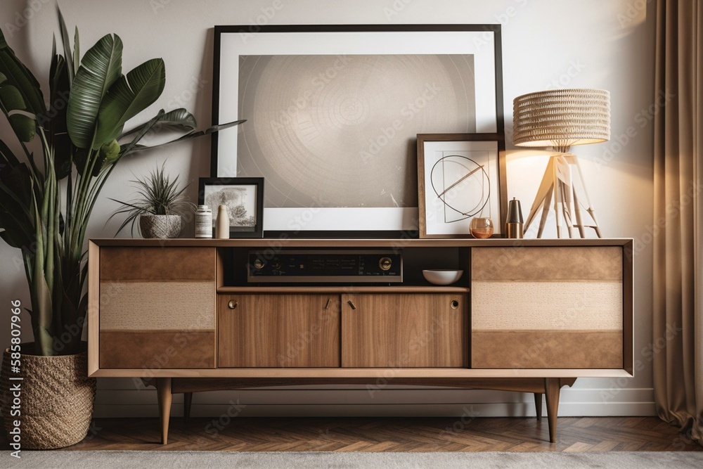 Interior Of A Mid Century Modern Credenza Table With A Plant On The   1000 F 585807966 1xddn7uSW0B5RukXDdyyfPikDaZroJrg 