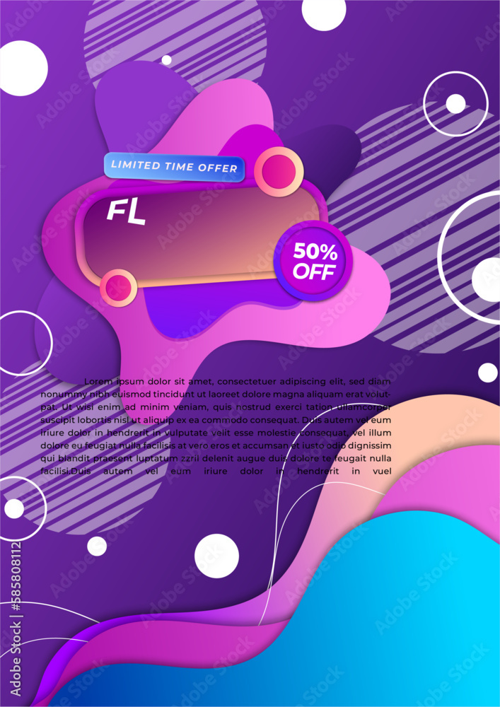 Vector gradient abstract vertical sale poster template