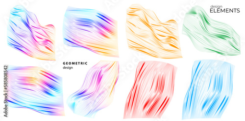 Set Abstract lines colors design element on white background of waves. Vector Illustration eps 10 for grunge elegant business card, print brochure, flyer, banners, cover book, label, fabric