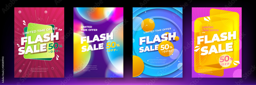 Vector gradient abstract vertical sale poster template