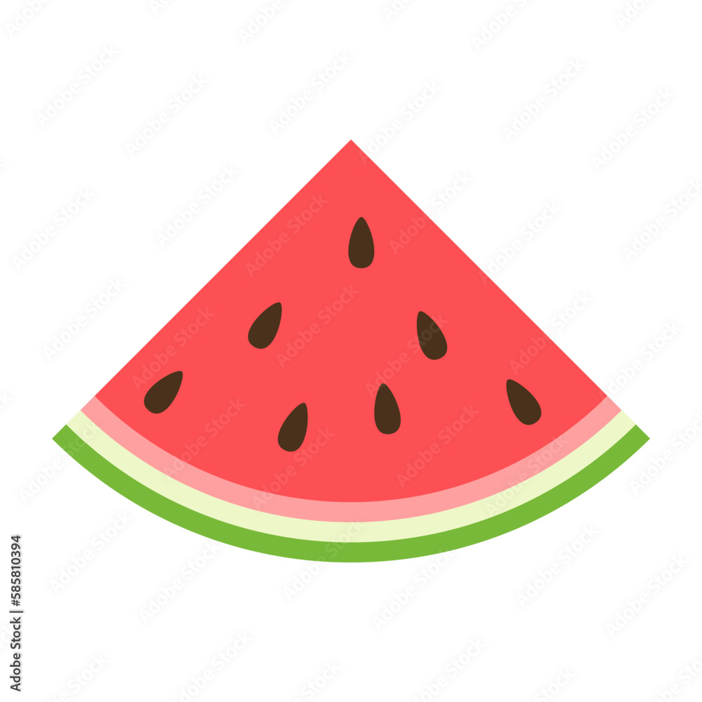 Watermelon slice flat icon on white background for design, vector illustration. Watermelon slice flat icon on white background for design, vector illustration.
