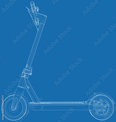 Electric scooter vector illustration line isolated. Eco alternative transport.