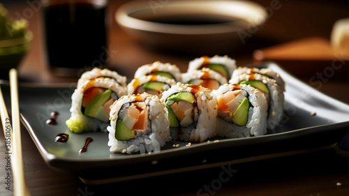 Satisfy Your Cravings with Fresh Sushi Roll Plate and Wasabi
