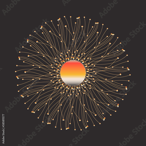 droplets flowers mandala orange gold shades