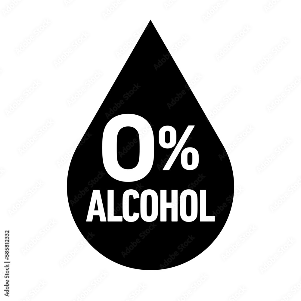 0% Alcohol free vector icon stamp badge