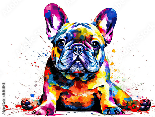 French bulldog cute painting, generated AI, generated, AI photo