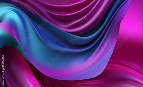 Abstract Background with 3D Wave Bright Gold and blue with dark bg. Generative ai.