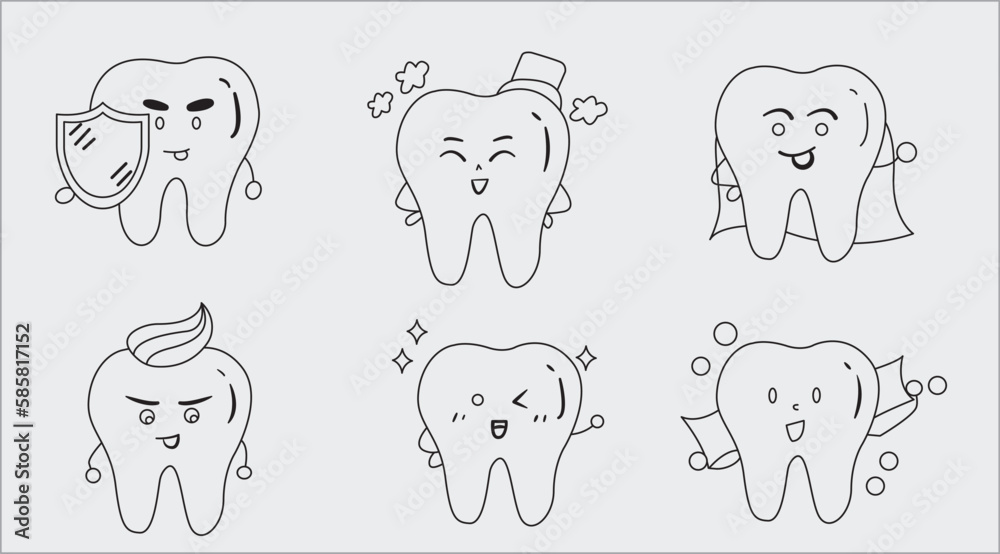 Medical Tooth symbol illustration,Tooth line icon vector on white background