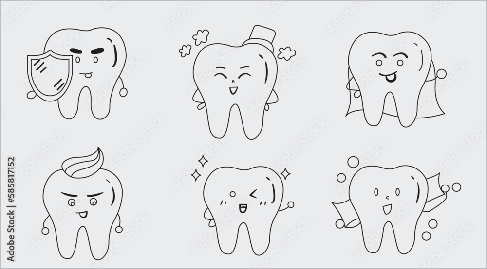 Fototapeta premium Medical Tooth symbol illustration,Tooth line icon vector on white background