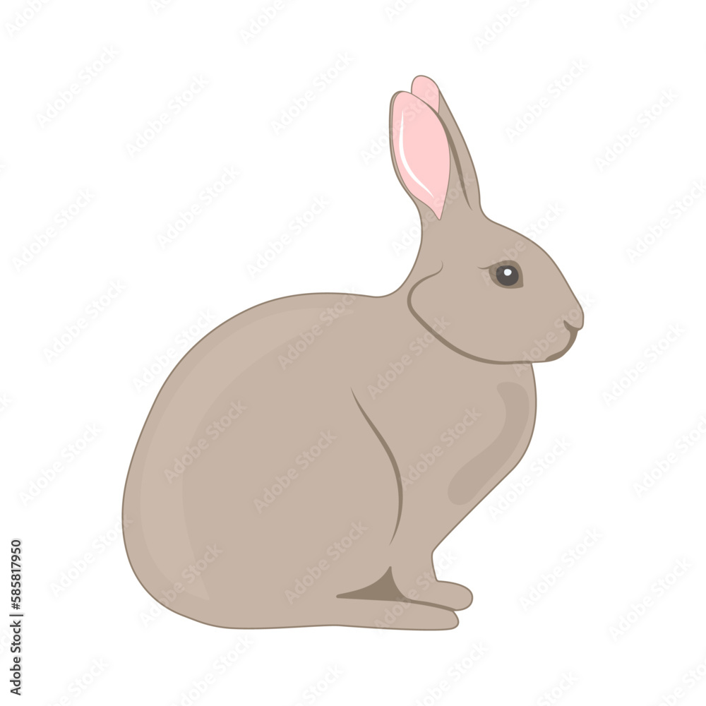 Obraz premium Cute easter rabbit illustration vector isolated on white flat design easter element