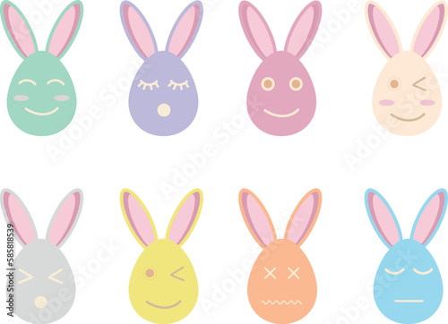 Collection of vector Easter eggs with ears