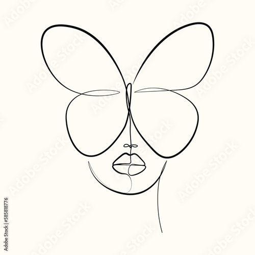 Female beauty and skin care line art design cosmetic shop beauty salon