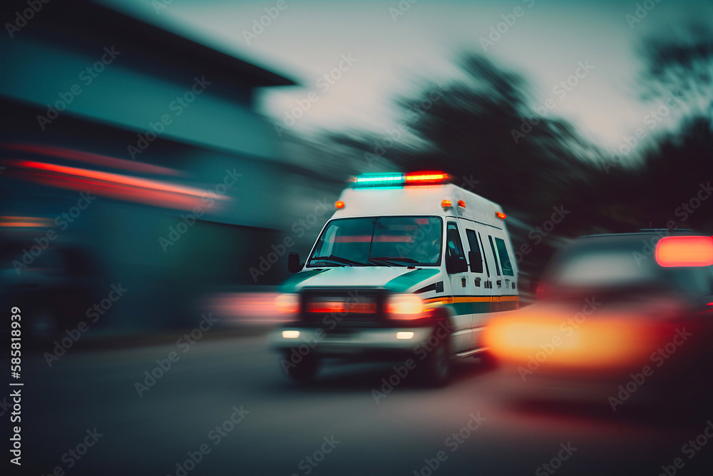 An ambulance races to respond to the scene of an emergency. Generative AI