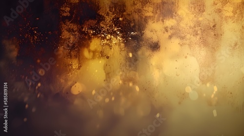 Gold and black grunge background wallpaper blurred with space for copy and text
