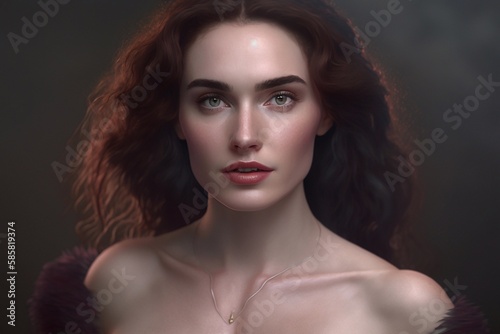 Portrait of a young beautiful woman. Generative AI