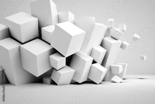 Abstract white cubes in empty space