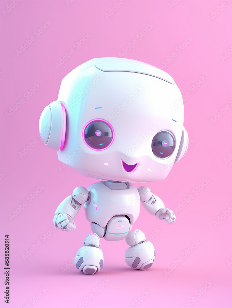 笑顔のAIアシスタントロボット(紫背景) - Generative AI 笑顔のAIアシスタントロボット(紫背景) - Generative AI