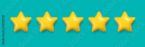 5 stars rating. customer review ratings, game achievement stars. 3d style vector stars with shadow