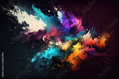 abstract colorful background with splashes created using AI Generative Technology