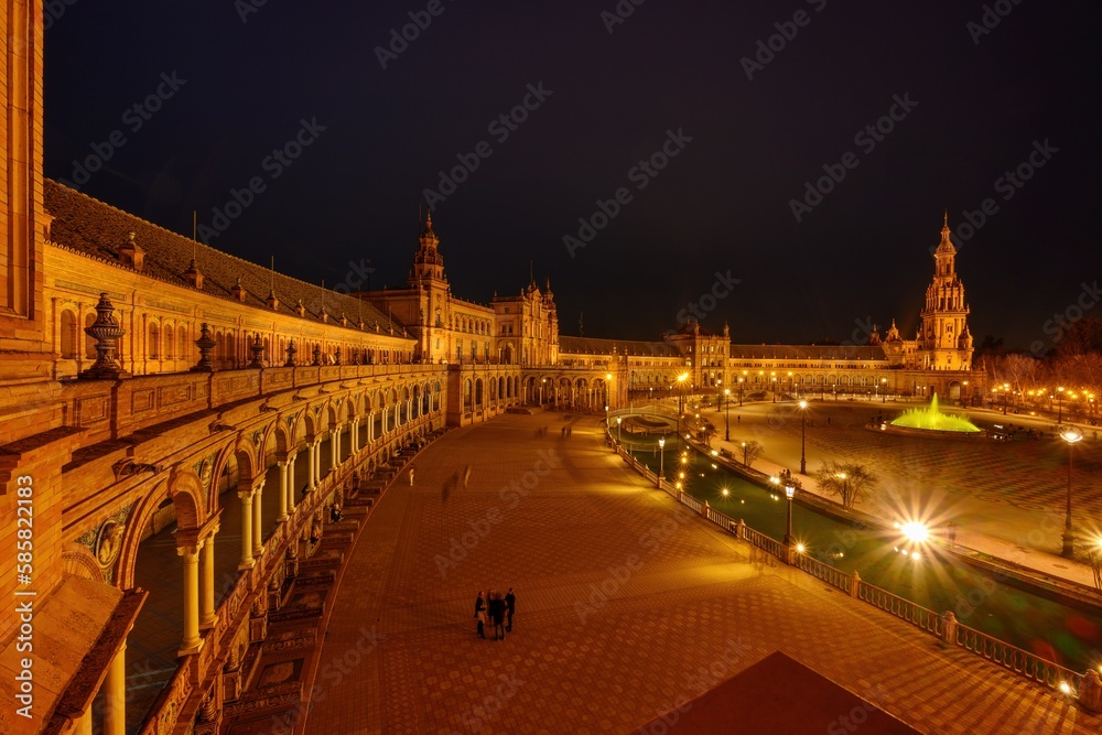 Plaza de Espana. Spanish square in the centre of old but magnificent Seville, Spain.