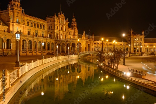 Plaza de Espana. Spanish square in the centre of old but magnificent Seville, Spain.