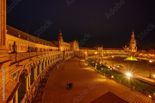 Plaza de Espana. Spanish square in the centre of old but magnificent Seville, Spain.
