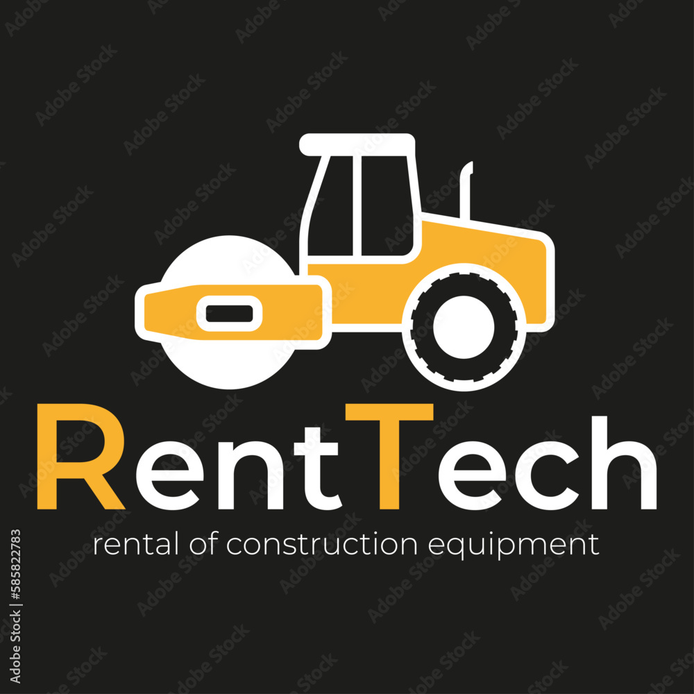  Logo for a construction equipment rental company in  white orange colors