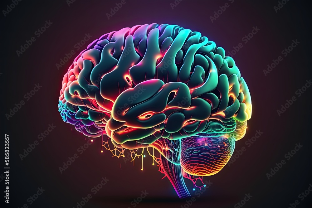 colorful human brain concept of creativity generative AI
