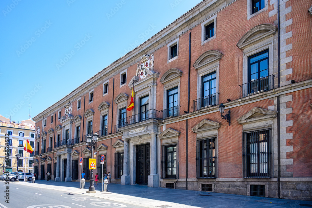 Facade of an old palace in Madrid, Spain
