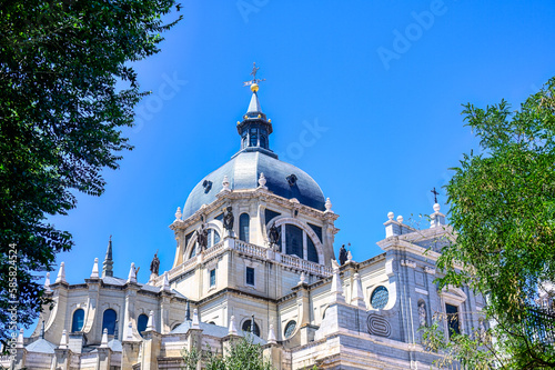 Dome or cupola in the Almudena Cathedral, exterior architecture, Madrid, Spain