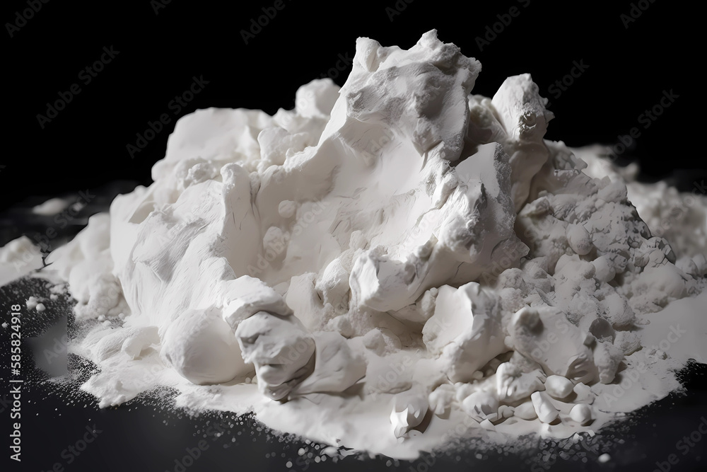 Kaolin - Found in China, USA, Brazil - White clay mineral used in ceramics, papermaking, and as a filler (Generative AI)