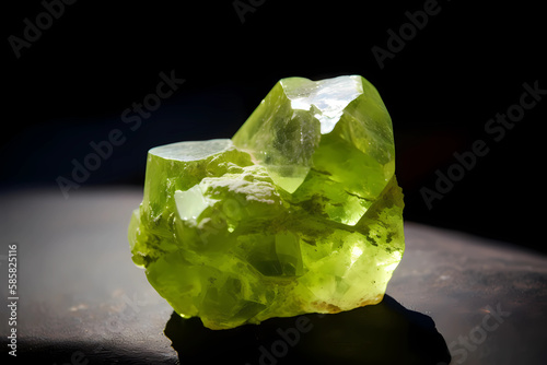 Peridot - Found in USA, Egypt, Australia - August birthstone - Bright green color and is associated with growth, prosperity, and happiness (Generative AI)