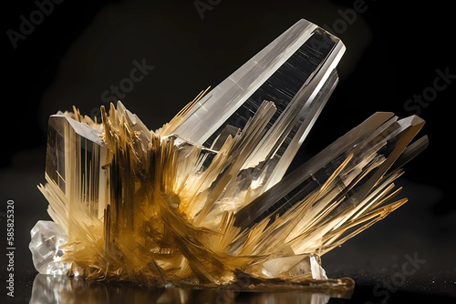 Rutile - Found in Australia, South Africa, USA - Titanium dioxide mineral used as a source of titanium and as a pigment (Generative AI)